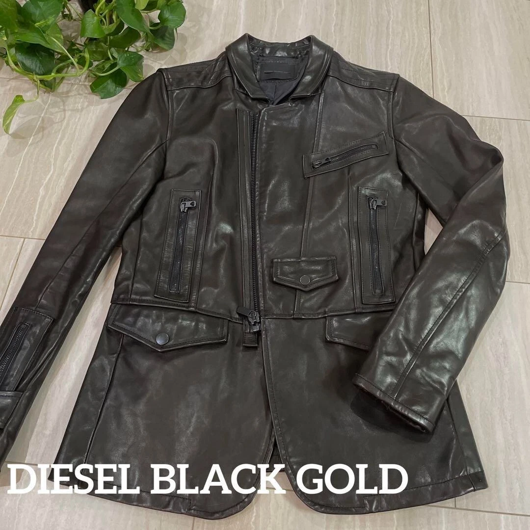 Diesel Black Gold cow leather jacket riders Dark brown size: 46 made in  Italy