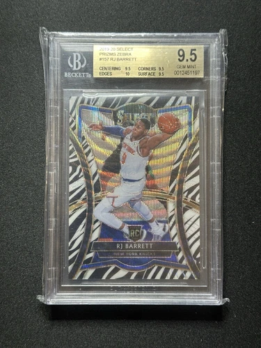 2019-20 Select RJ Barrett Zebra Prizm Premiere Rookie RC #157 BGS 9.5 Gem Mint+