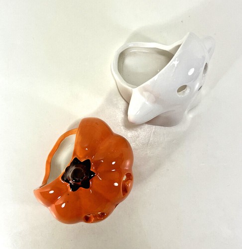 NEW Halloween Jack-O-Lantern PUMPKIN and GHOST Votive Tealight CANDLE HOLDER SET - Picture 5 of 6
