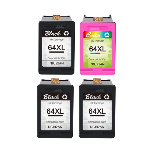 Refilled 64XL Ink Cartridge 4PK FOR HP 