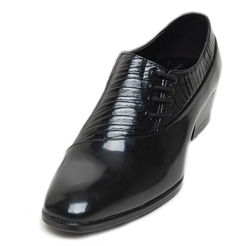 Sapatos oxfords masculinos de couro genuíno listrado formal epdavin com cadarço - Imagem 2 de 4