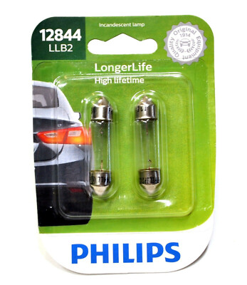 2-pack Philips LongerLife 12844 LLB2 5W Two Bulbs License Plate Tag Light Lamp