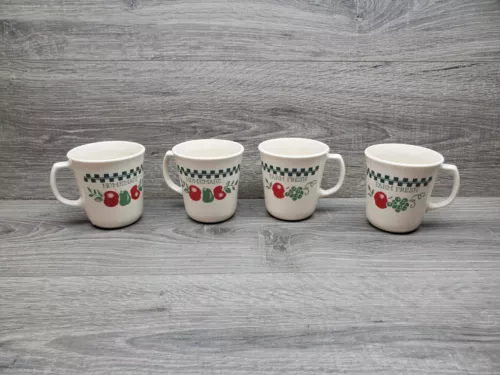 Vtg 1970's Corelle Farm Fresh Homemade coffee cups Corningware set 4
