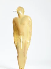 latex catsuit sleep bag inner arm back zip mouth tube 0.4mm