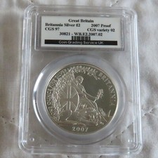 2007 1oz £2 BRITANNIA SILVER PROOF SLABBED CGS 97