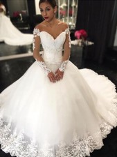 Elegant Wedding Dress Ball Gown, Sleeveless, Tulle Off The Shoulder, Court Train