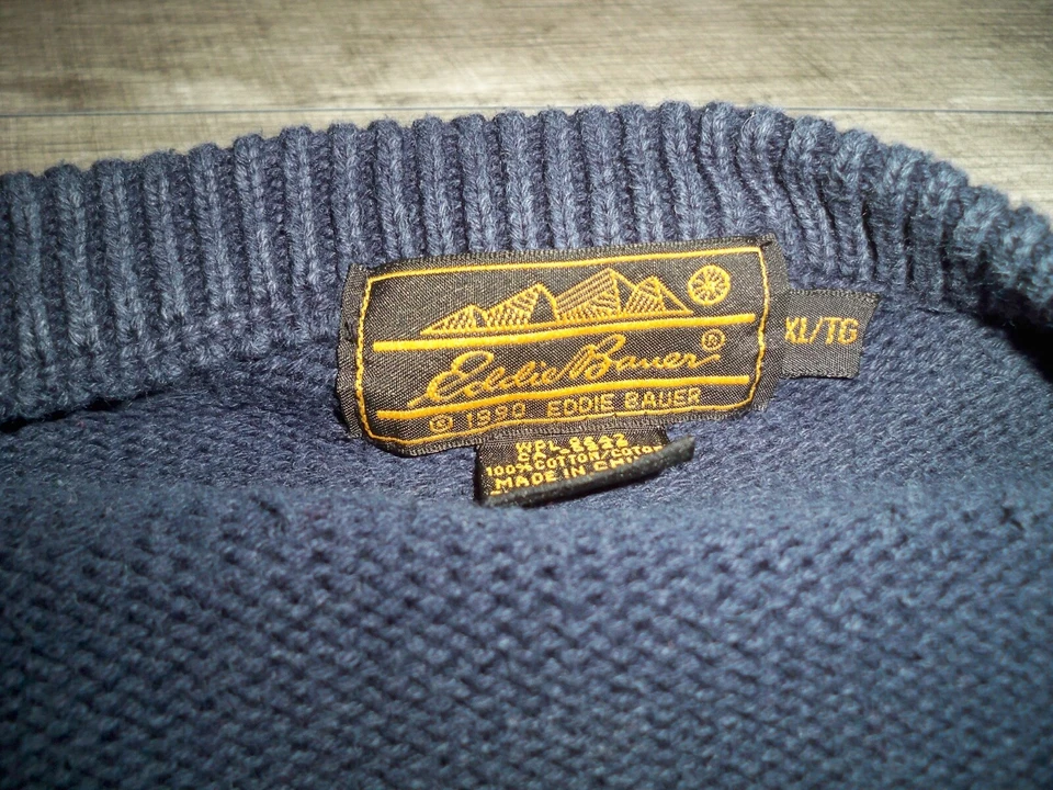 Suéter feminino Eddie Bauer malha azul floral flores tamanho XLarge vintage - Imagem 4 de 4