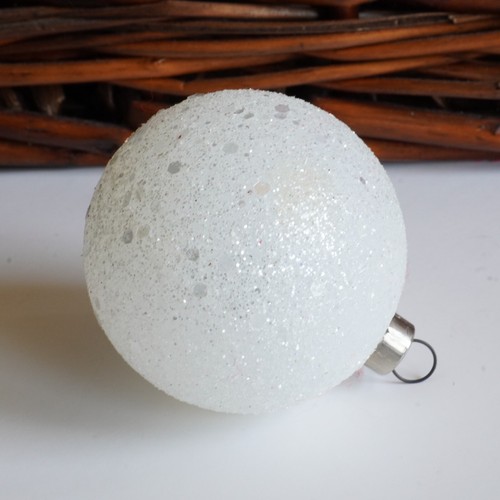 Vintage Made in USA Christmas Tree Ball Ornament Glittery Reflective 2.25" - Afbeelding 3 van 5