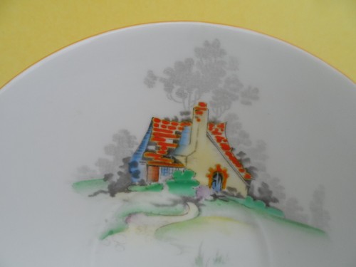 Ein seltenes Shelley Art Deco Teetrio "Red Roof Cottage" Mode Form. um 1930. - Bild 10 von 17