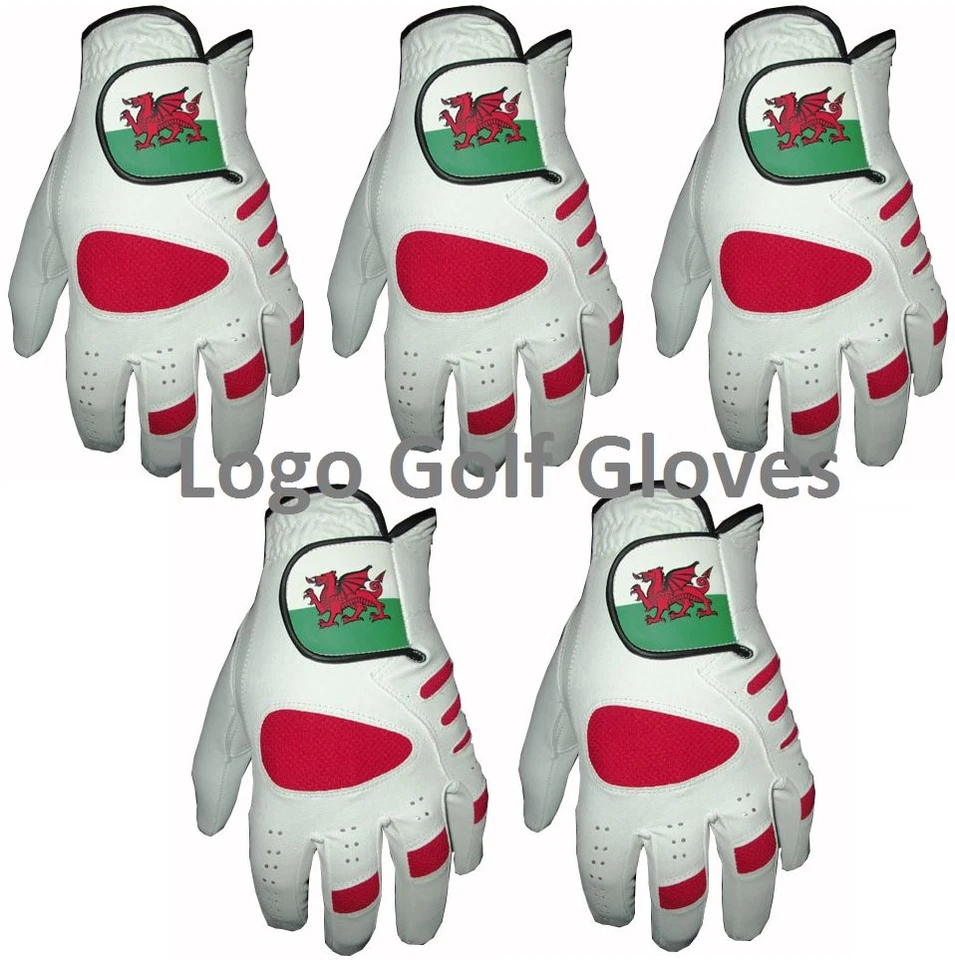 LOGO GOLF 5 Golfhandschuhe Cabretta Leder Handfläche Wales Logo 4 Herren Small Medium M/L Large XL