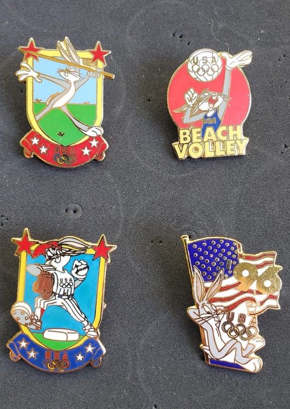 Bugs Bunny Atlanta Olympics Pins lot of 4 Loony tunes Pins 1996 Vintage Baseball