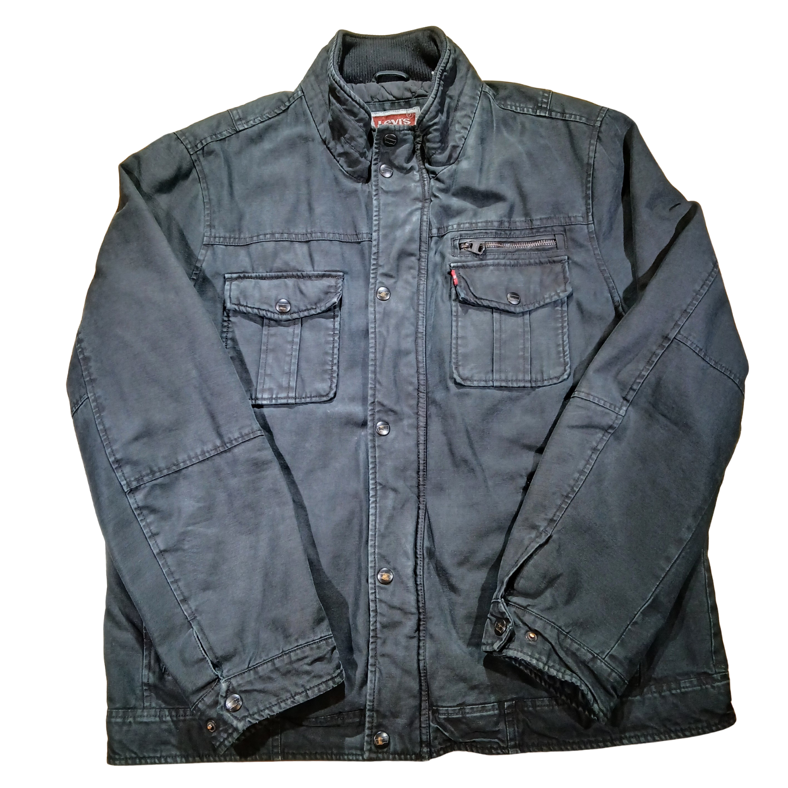 Levis Insulated Field Jacket Mens Utility Canvas Quilted Lined Charcoal Large