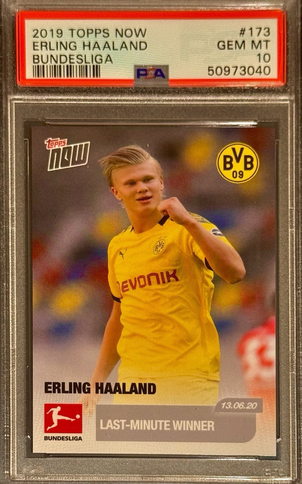PSA 10 RC Erling Haaland 2019-20 Topps Bundesliga BVB Last-Minute Winner Rookie