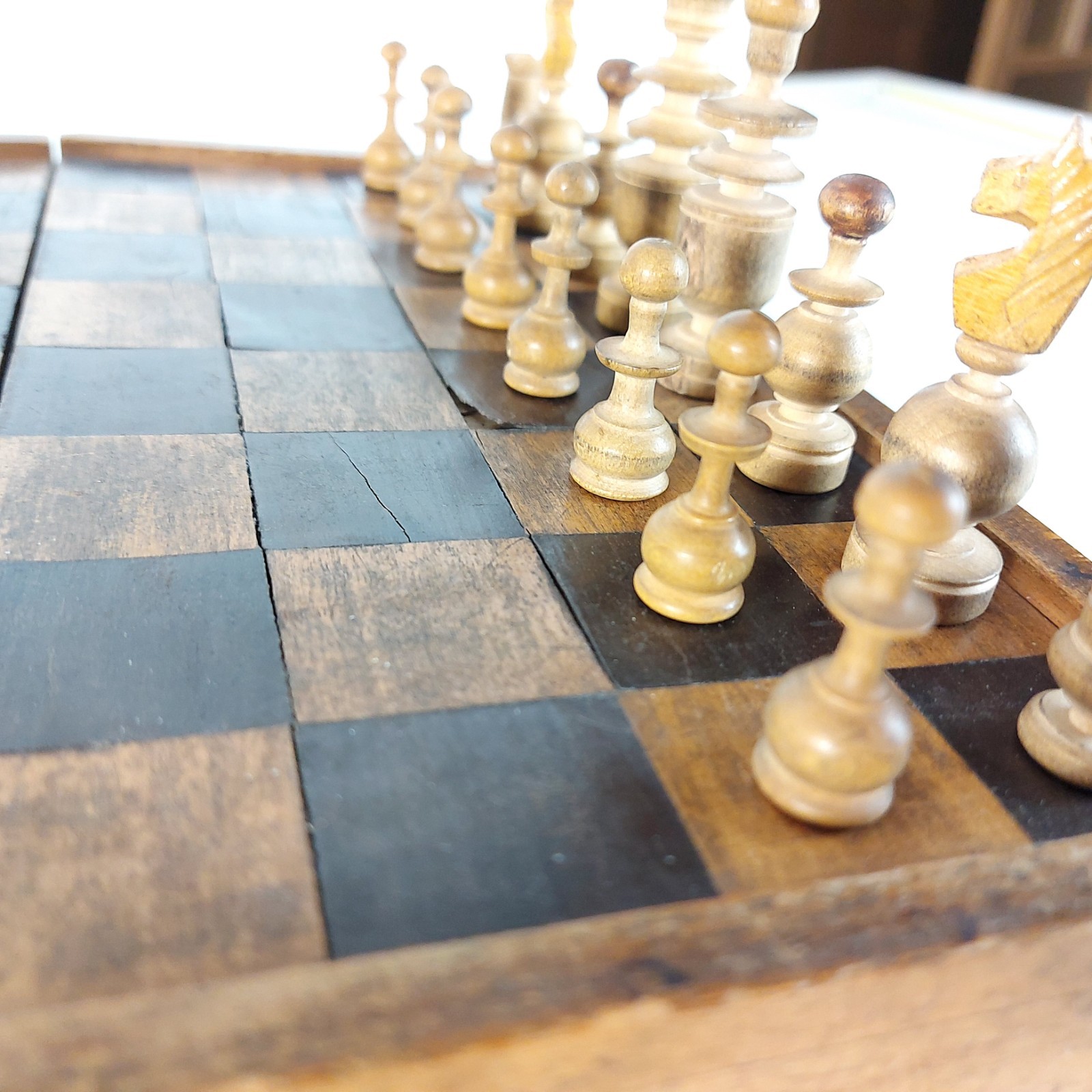 Old Antique Regency Chess Set, Small Size, Wooden, c.1900s
