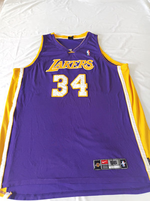 Nike LA Lakers Shaquille O'Neal #34 NBA Dri-FIT Purple Jersey Men's 56 #vintage