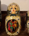 Rare Vintage Gilt Signed 7 Pc Matryoshka Russian Sergiev Fairytale Nesting Dolls — photo 5