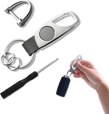 Keychain, Key Fob Key Chain, Keychain Clip with 2 Key Rings-Silver/Gray