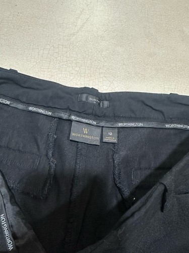 Worthington Dress Pants Slacks Womens 12 Black Curvy Fit Stretch Belt Loops - Picture 2 of 8