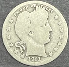 1911-D Barber Silver Quarter Coin ~ GRADE IS GOOD / VERY GOOD