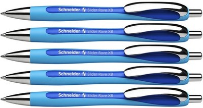 Schneider Slider Rave XB (Extra Broad) Ballpoint 5 Count (Pack of 1), Blue 