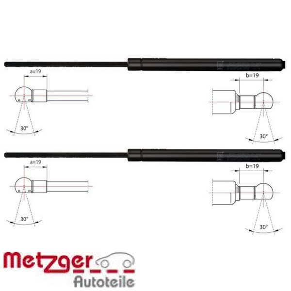 2X Gasfeder FüR Koffer-/Laderaum Metzger 2110478 DäMpfer GasdäMpfer-image