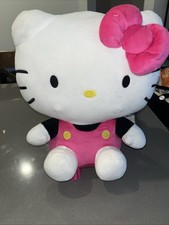 Hello Kitty Plush Backpack 14” Pink Overalls Adorable Sanrio Stuffed Toy Bag