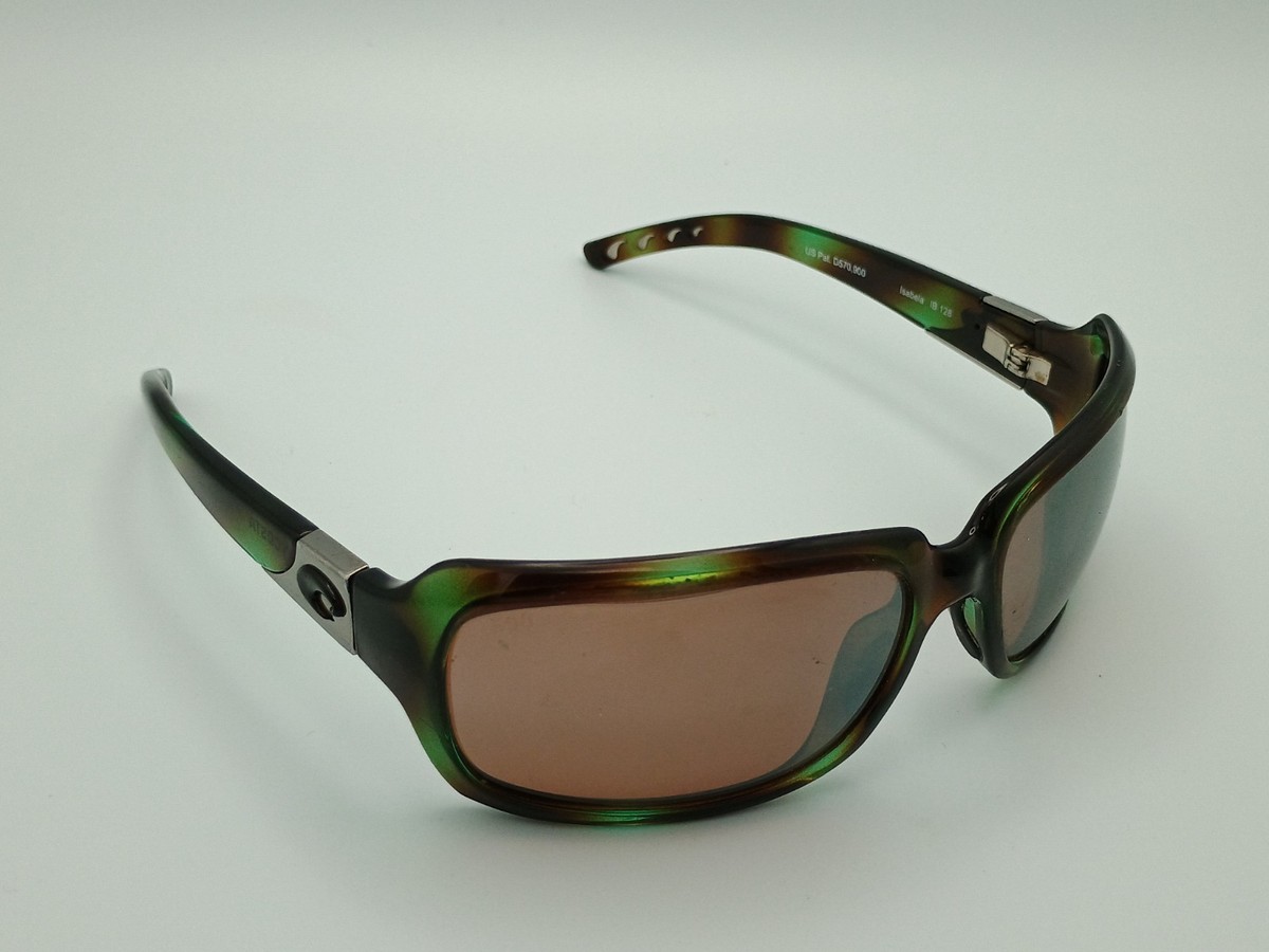 Costa Isabela 580p Green Mirrored Lens Sunglasses with Dark brown & green Frame Costa Isabela M (64-16) with Green Mirror lenses and Shiny  main image 3