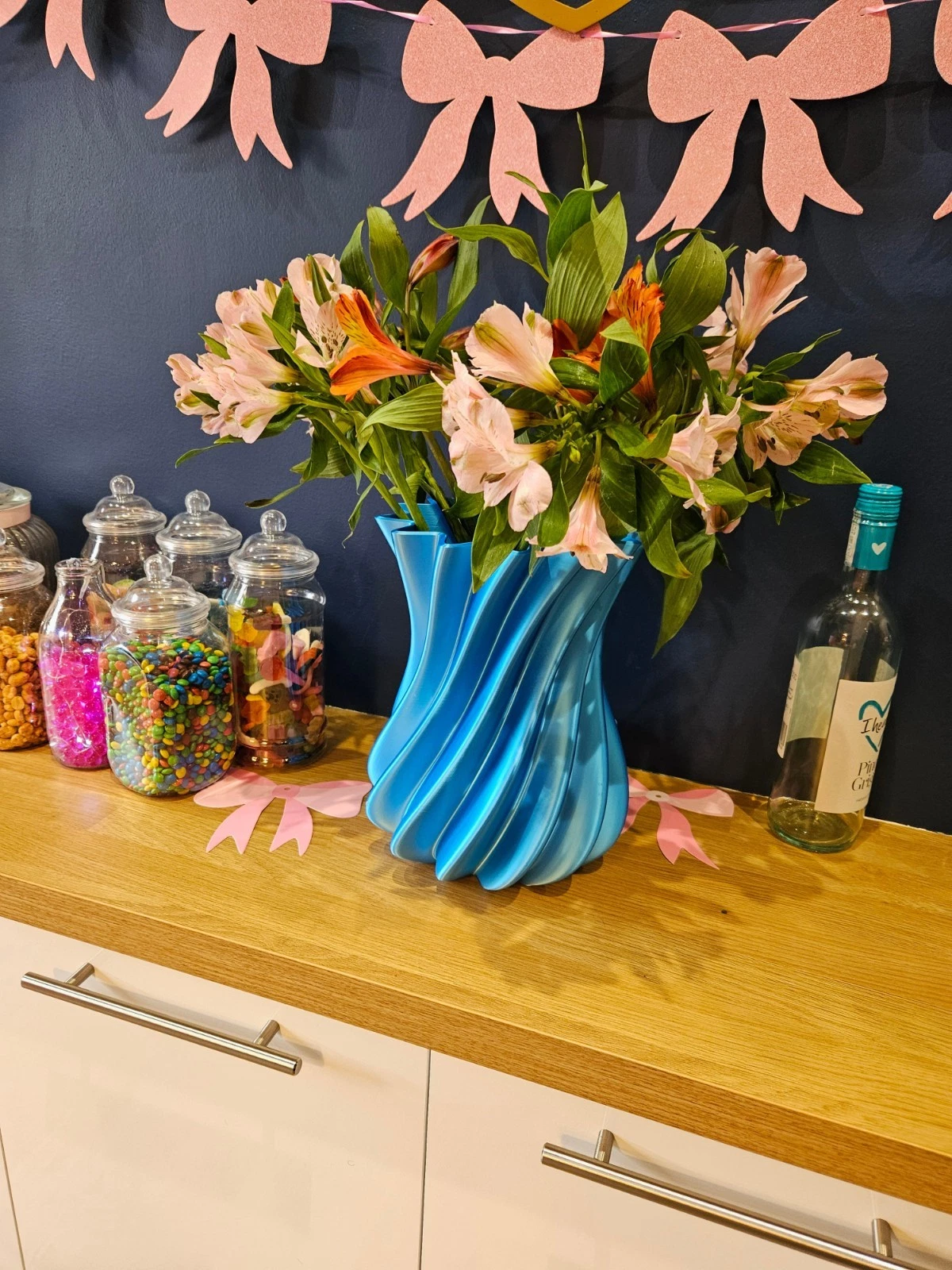 3d printed watertight vase in a beautiful swirling design