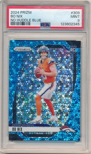 BO NIX 2024 PANINI PRIZM #309 ROOKIE NO HUDDLE BLUE PRIZMS SP #76/99 PSA 9 MINT