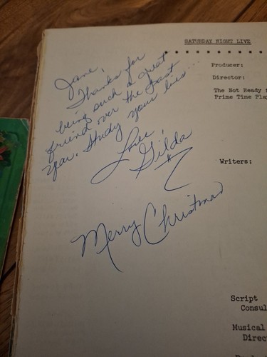 Autographed by GILDA RADNER Rare Saturday Night Live Host Francisco FRANCO PSA