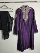 Mens Purple Brocade Indian Sherwani Jacket Groom Size 40/ small