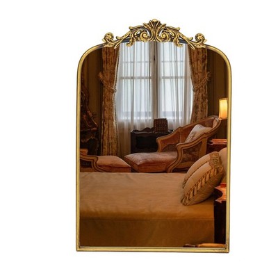 Gold Baroque Mirror Antique 16x24 Inches - Vintage Arched Mirror with Ornate ...
