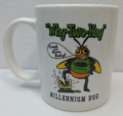 Retrofuturism Linyi Silver Phoenix  Why-Two-Kay  Millennium Bug 10oz Mug 3.75''