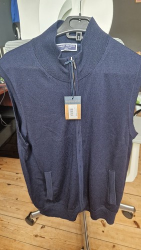Marineblaue Weste aus reinem Merino mit Reißverschluss