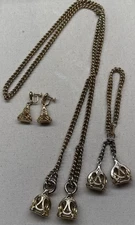 Vintage Emmons 50's Georgian Wax Seal Fob Necklace Lariat Bracelet Earring Set