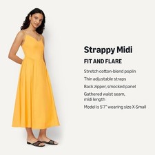GOLDEN YELLOW - AMAZON ESSENTIALS WOMEN'S FIT & FLARE THIN STRAP COTTON POPLIN
