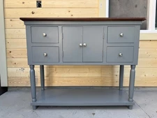 Gray Painted Console Table Buffet Sideboard 4 Drawers 2 Doors 
