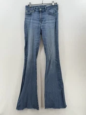 Adriano Goldschmied The Janis Women High Rise Flare Light Wash Size 27R Raw Hem