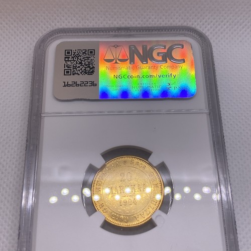 1904-L 20 Markkaa Finland Russia Nicholas II Gold MS62 NGC - Picture 9 of 11