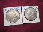 TWO (2) MORGAN SILVER DOLLARS (1) 1896 P & (1) 1898 P NEAR AU CONDITION