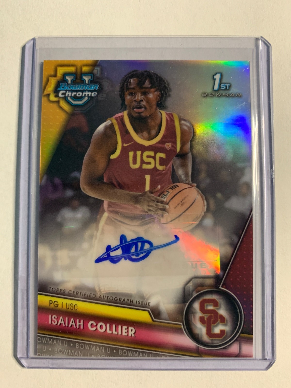2023-24 Bowman U Chrome Prospect Refractor #D /250 Isaiah Collier #BCPA-IC Auto