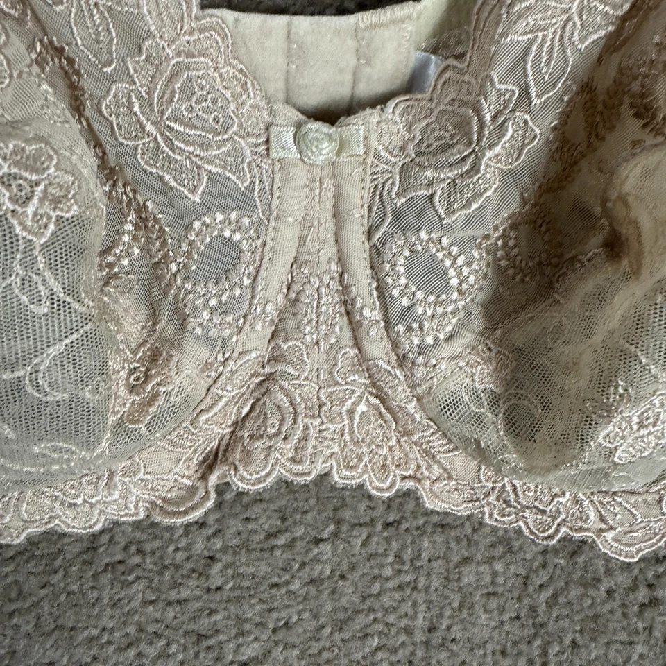 Sujetador Wacoal Mujer 34D Beige Encaje Transparente Con Aros Floral Bordado Lencería Foto 4 de 4