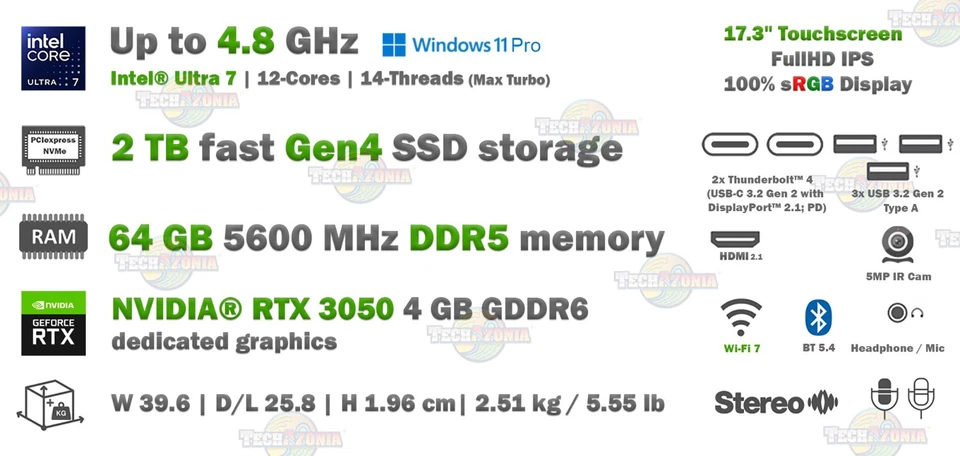 HP ENVY 17.3″ Inch Touchscreen Laptop RTX 3050 64GB DDR5 2TB SSD Ultra 7 155U - Image 3 of 4