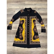 evovorro Womens Button Down Shirt Dress Y2K vintage Chain Print Long Sleeve L