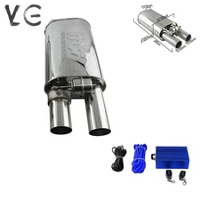 1pc Left 2.5" Adjust The Sound Muffler w/ Exhaust valve 8.5*6 Inch Dual Outlet