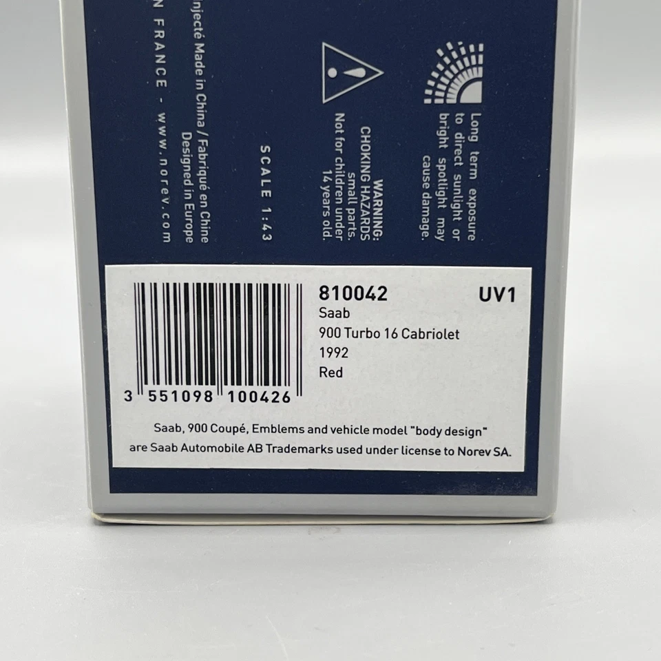 Saab 900 Turbo 16 Cabriolet Norev 1992 escala 1/43 rojo súper raro 810042 envío y devolución gratuitos Foto 4 de 4