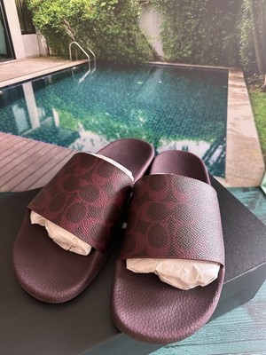 NIB Coach Udele BLACK CURRENT Coated Canvas Slides in  display picture 2