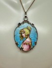 Art Nouveau Enamel Goddess Woman Pendant Necklace Silver Antique Museum Quality — photo 4