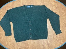 Vintage Pendleton Shelton Wool Forest Green Men  s Sweater Cardigan Size Large