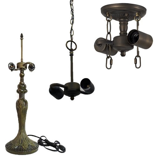 Ceiling Pendant Chain & Table Base For Tiffany Style 16" Shade 2x Bulbs Capacity - Picture 1 of 25
